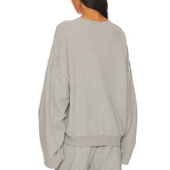 GRLFRND Oversized Gather Sweatshirt Medium Gray Slouchy Ruched Sleeves $215 NEW - Picture 3 of 8